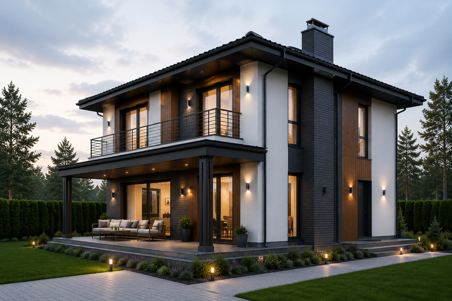 Modern 2 Katlı Villa Yan Görünüm
