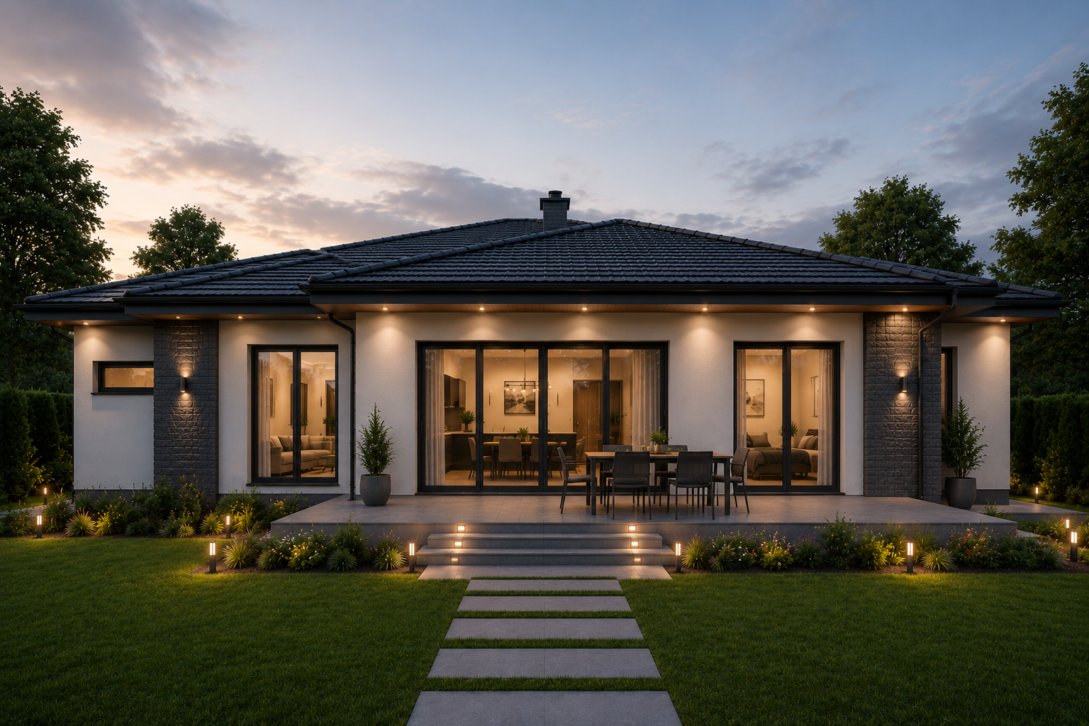 Tek Katlı Lüks Villa Arka Görünüm