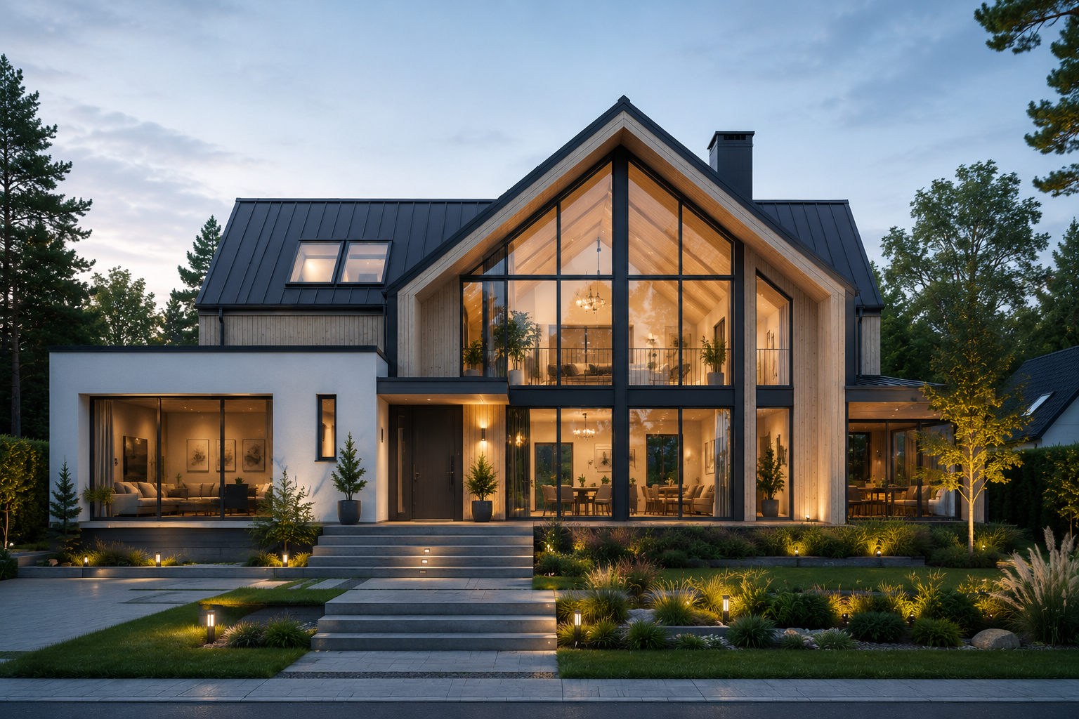 Cam Cepheli İskandinav Villa ön görünüm