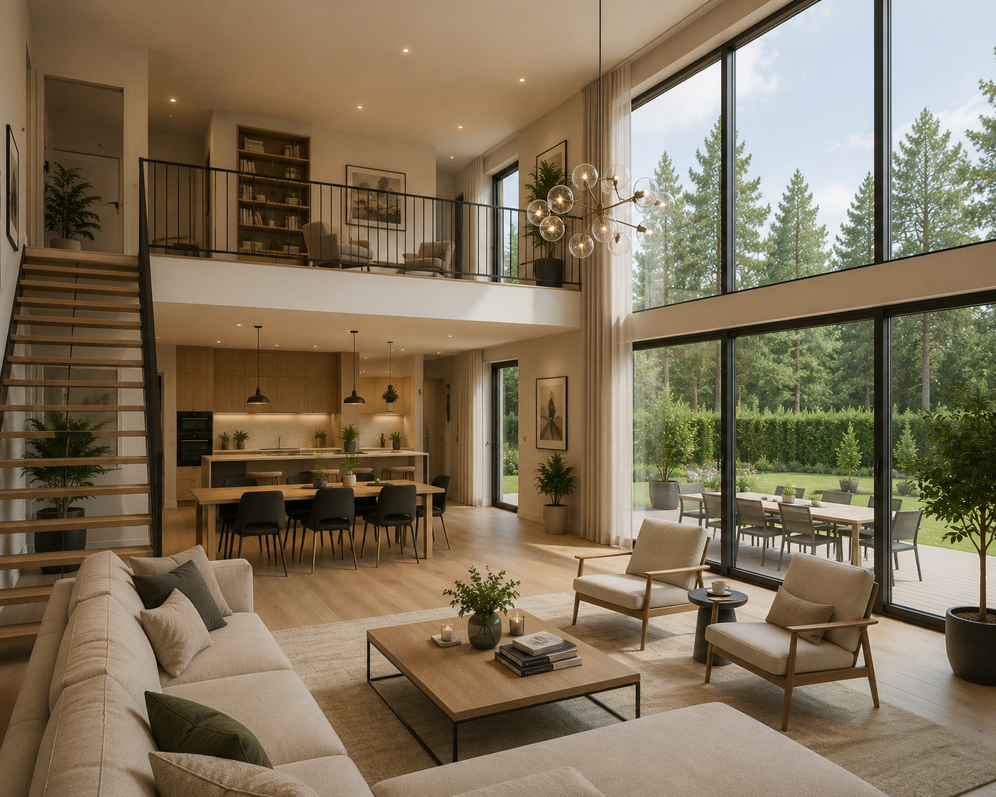 Cam Cepheli İskandinav Villa İç Mekan